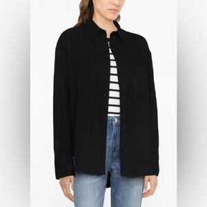 REFORMATION Will Oversized Black Organic Cotton Long Sleeve Button Down Shirt S